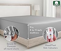 Vista 26 de California Design Den - Sábana ajustada de algodón, suave, 400 hilos, 100 % algodón, elástico que no se zafa, bolsillos profundos, refrescante