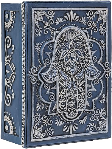 Pacific Giftware Hamsa Símbolo Escultórico Joyería Joyero Recuerdo Tarot Caja Fengshui Talismán de la Suerte Decoración para el Hogar 5.25" L