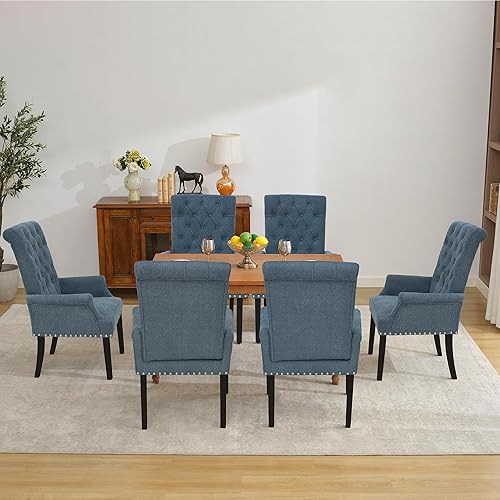 Miniatura 98 de LOULENS Lujosas sillas de comedor de terciopelo, modernas sillas de comedor tapizadas copetudas, reposabrazos con patas de acero inoxidable para