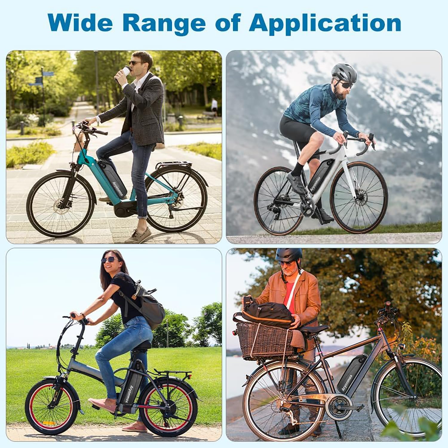 Batería Ebike 36V 48V 52V / 25Ah 20Ah 15Ah 13Ah Gran Capacidad con Cargador, Batería Litio Bicicleta Electrica (36V 13AH 4Pin,Hailong)