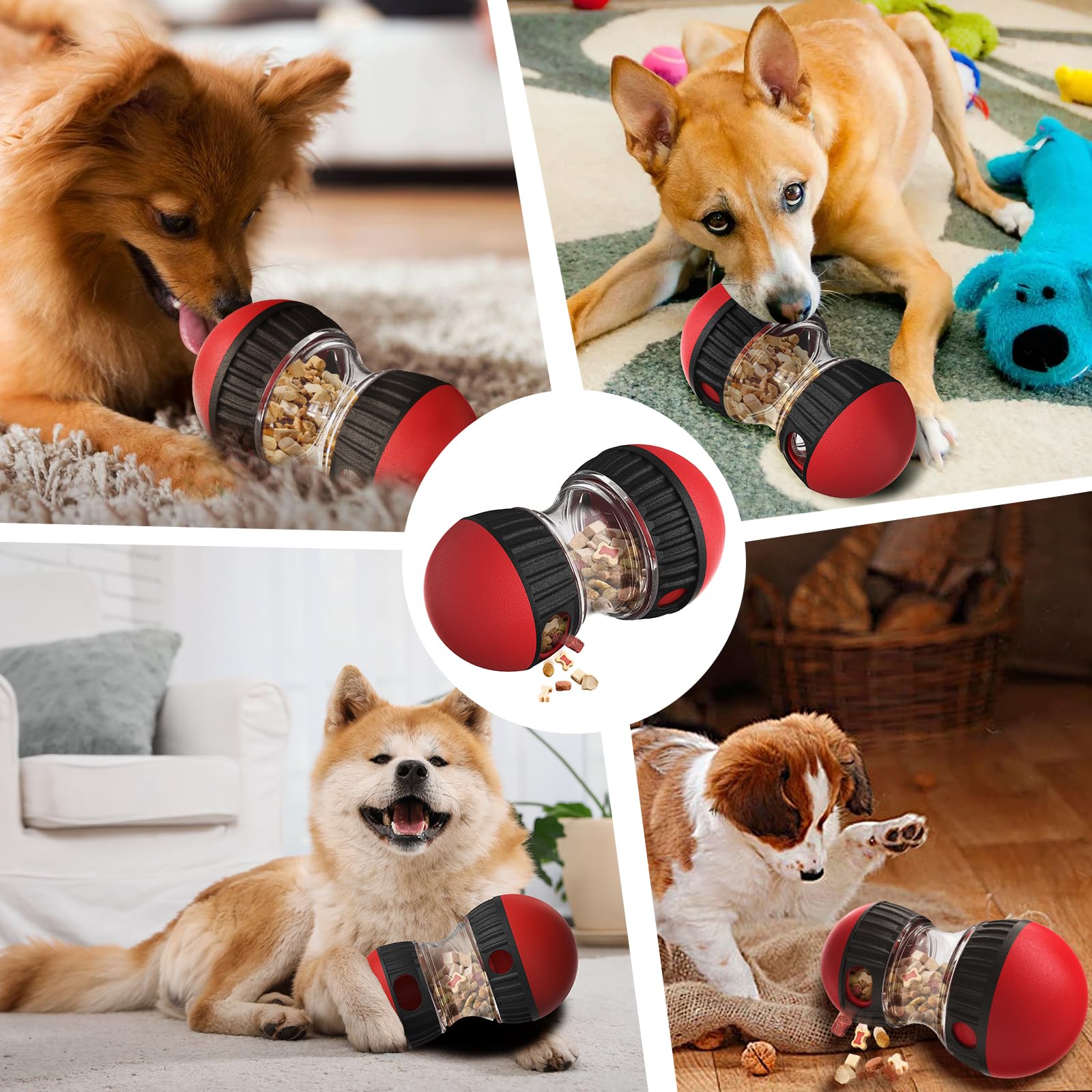 Gioco di intelligenza per cani, mangiatoia lenta per cani che migliora la digestione, divertente gioco di occupazione per caniche distribuisce cibo - Rouge