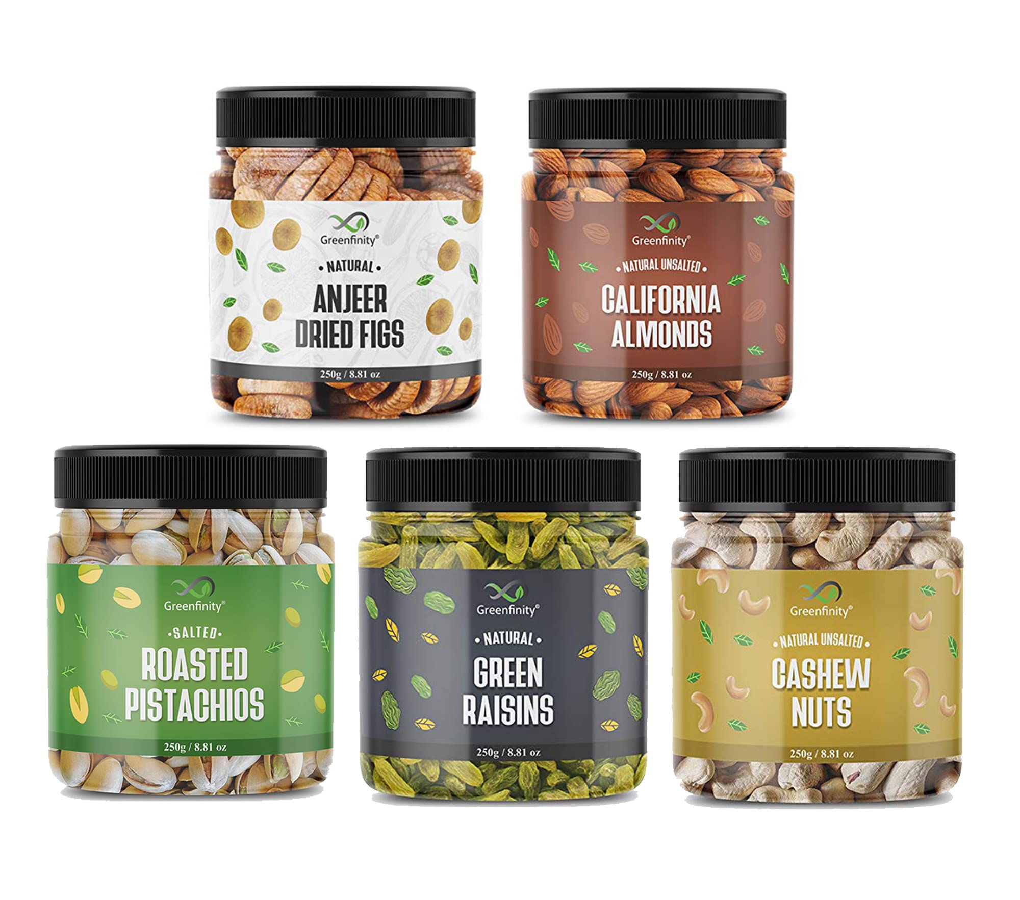 GreenFinity Dry Fruits Combo Pack - 1.250kg (Almonds, Cashews, Pistachios, Raisins, Anjeer - 250g) - All Premium. (B08Y781BTK) Amazon Price History, Amazon Price Tracker