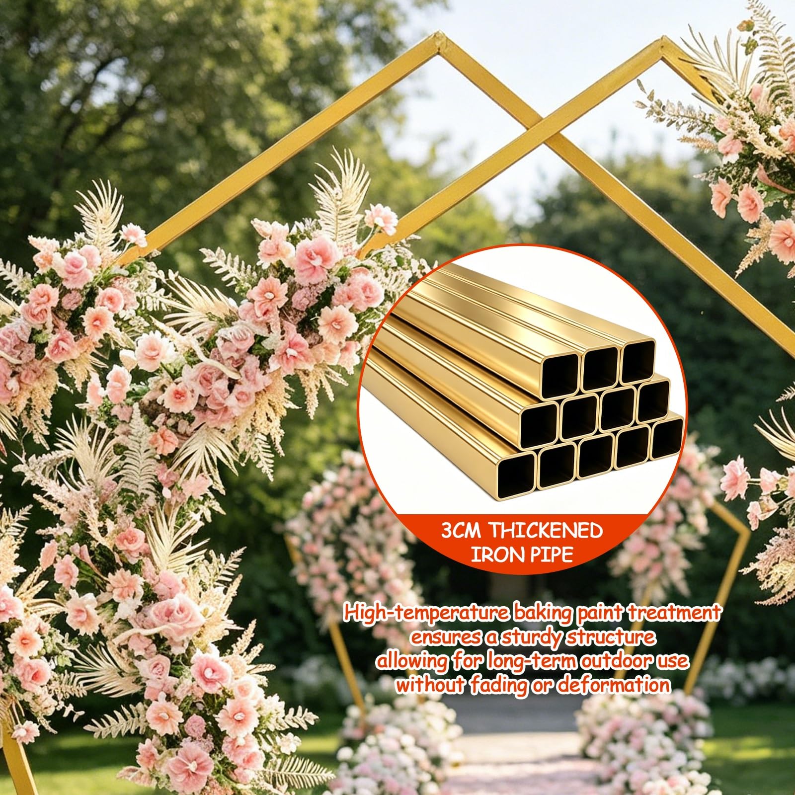 Geometryczna struktura sceniczna na wesela, trwały metalowy stojak z podstawą, dekoracja imprezowa, ogród, wewnątrz i na zewnątrz