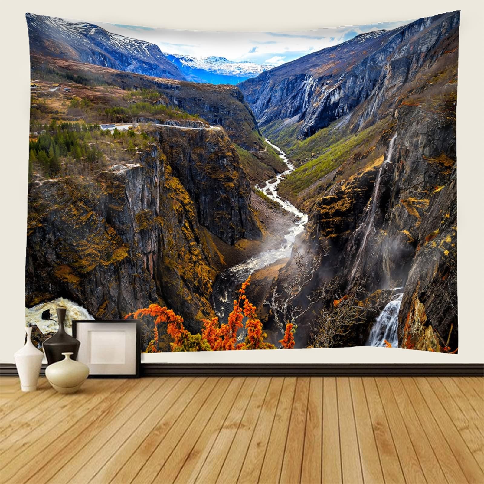 Tappeto Parete Soggiorno, Scenario del Canyon di Montagna Coperta per Camera da Letto Soggiorno Dormitorio Decorazione da Parete, 260x240cm