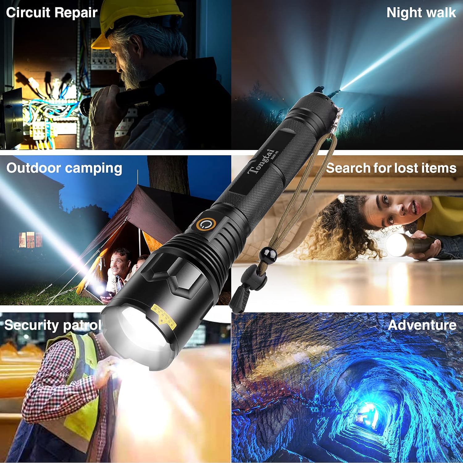 Rechargeable Flashlight Brightest Batteries Waterproof Image