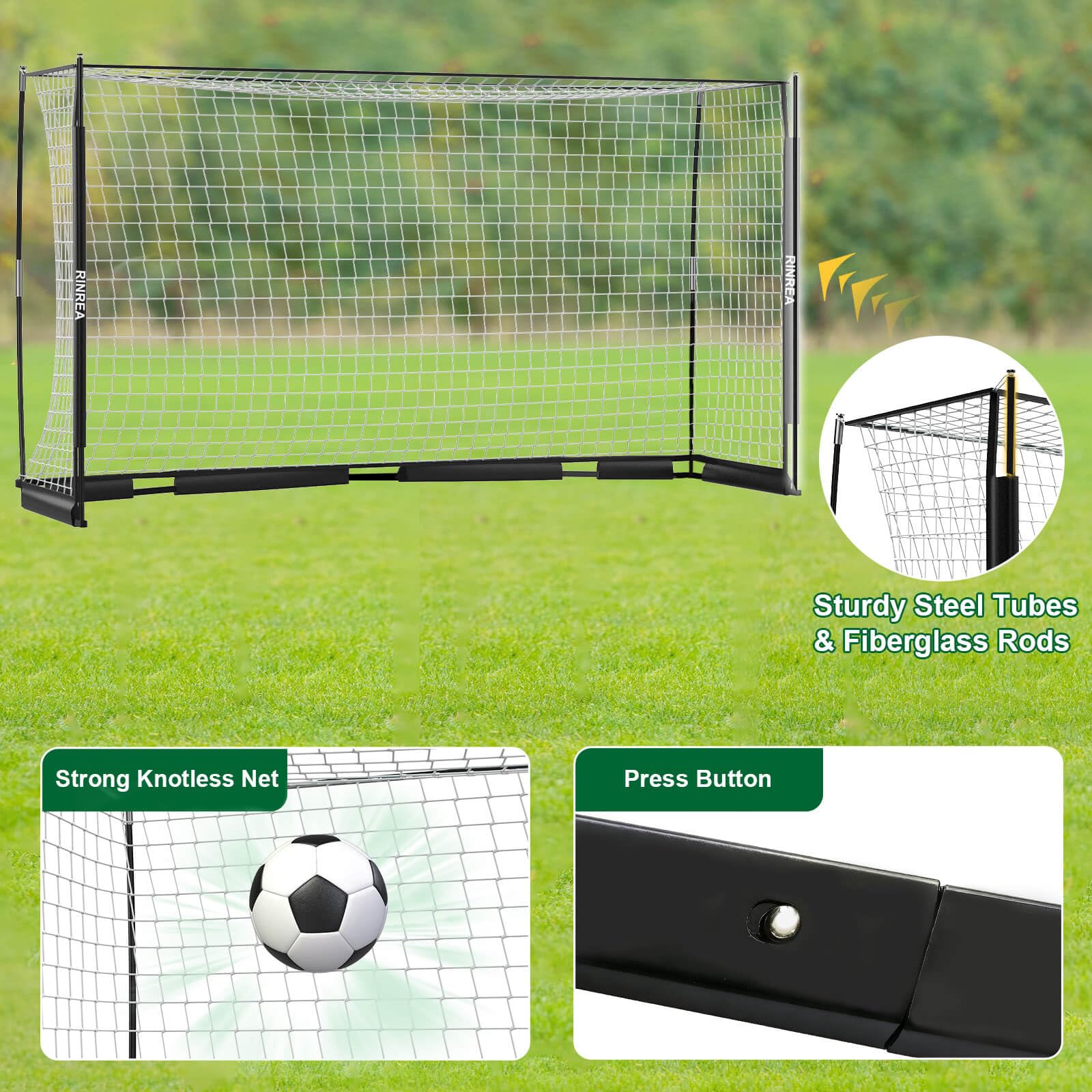 But De Football Gonflable Portable – 125x45x75 Cm, Avec Ballon Et Piquets De Sol, Idéal Pour Enfants, Ados Et Adultes, Jeux Extérieur
