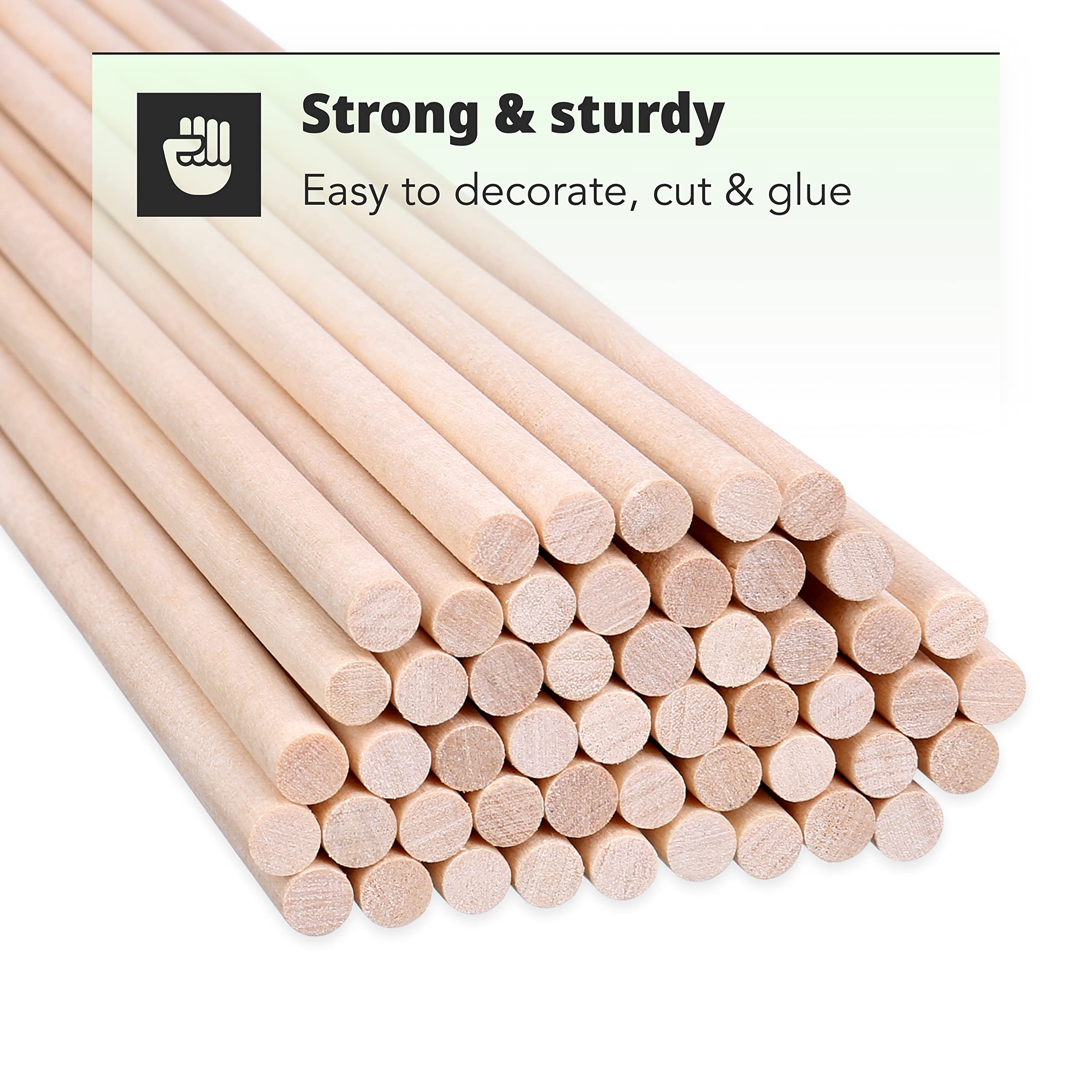 DMiotech 25 Pack 10mm X 910mm Wooden Dowel Rods Unfinished Natural - View #9
