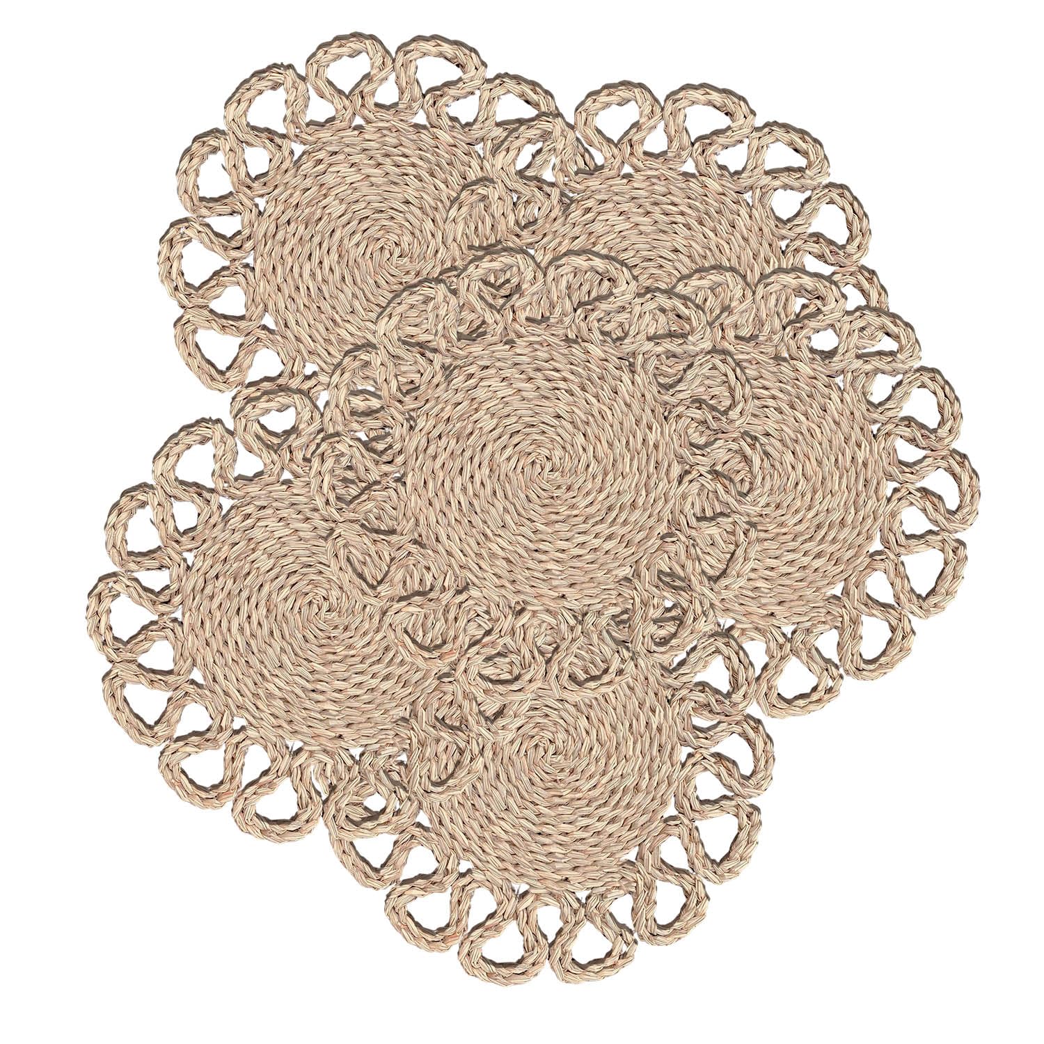 13.8" Set of 6 Round Seagrass Placemats by Laquedecraft