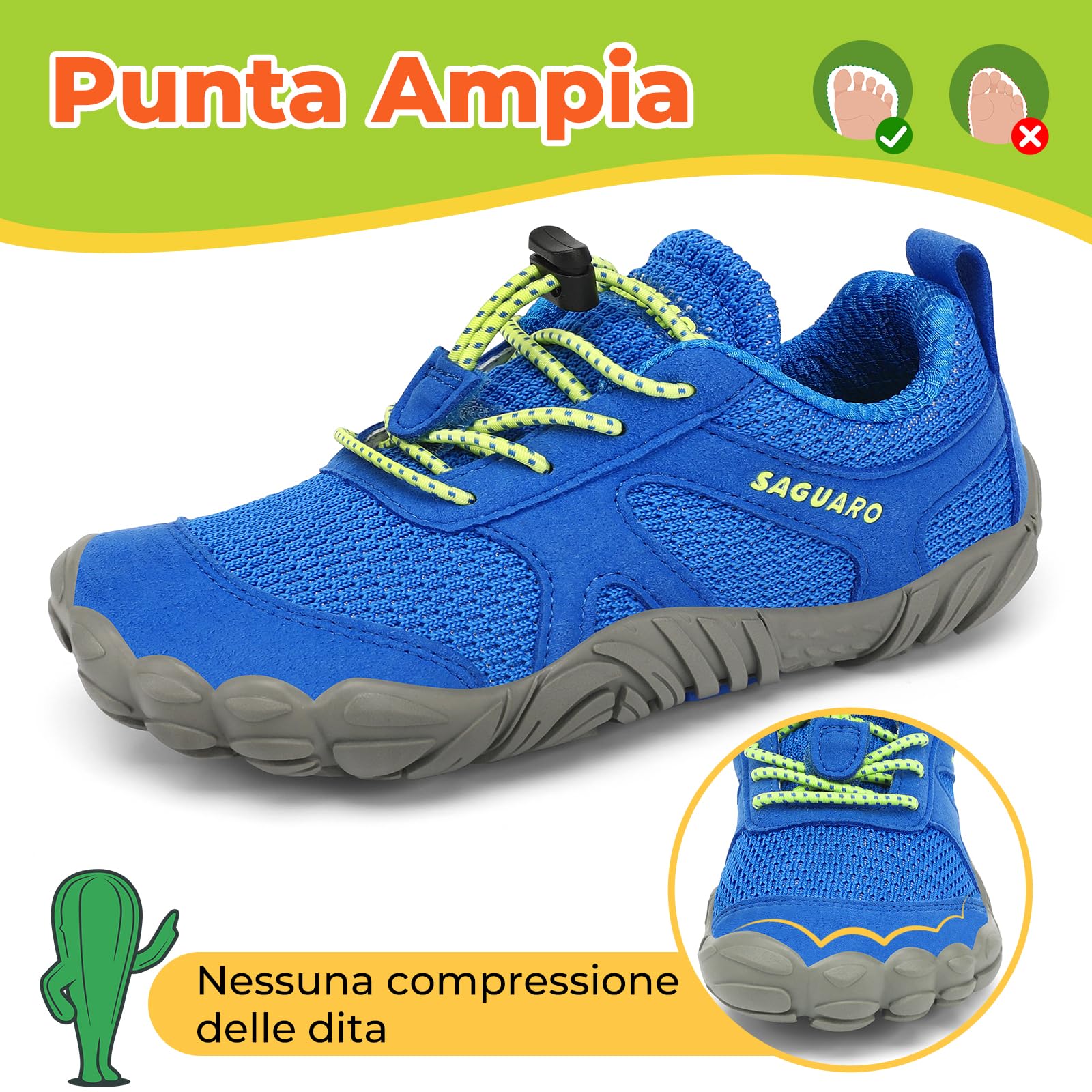 SAGUARO Barefoot Shoes Bambini Traspiranti Scarpe Barefoot Ragazzi Ragazze Scarpe Minimaliste Gr.24-36