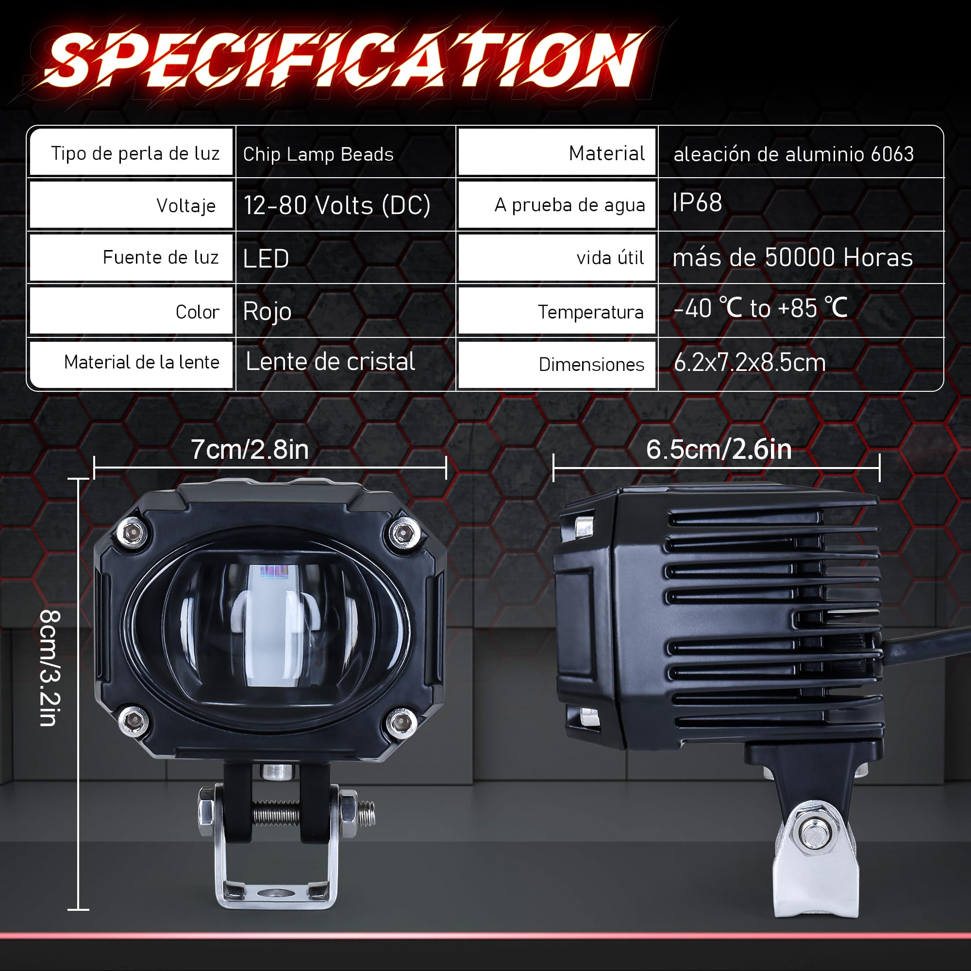 Dinfu 2 Pack Luces LED para carretillas elevadoras Luces LED rojas de seguridad para carretillas elevadoras 10W DC 10-80V Luces de advertencia para áreas peligrosas en almacenes