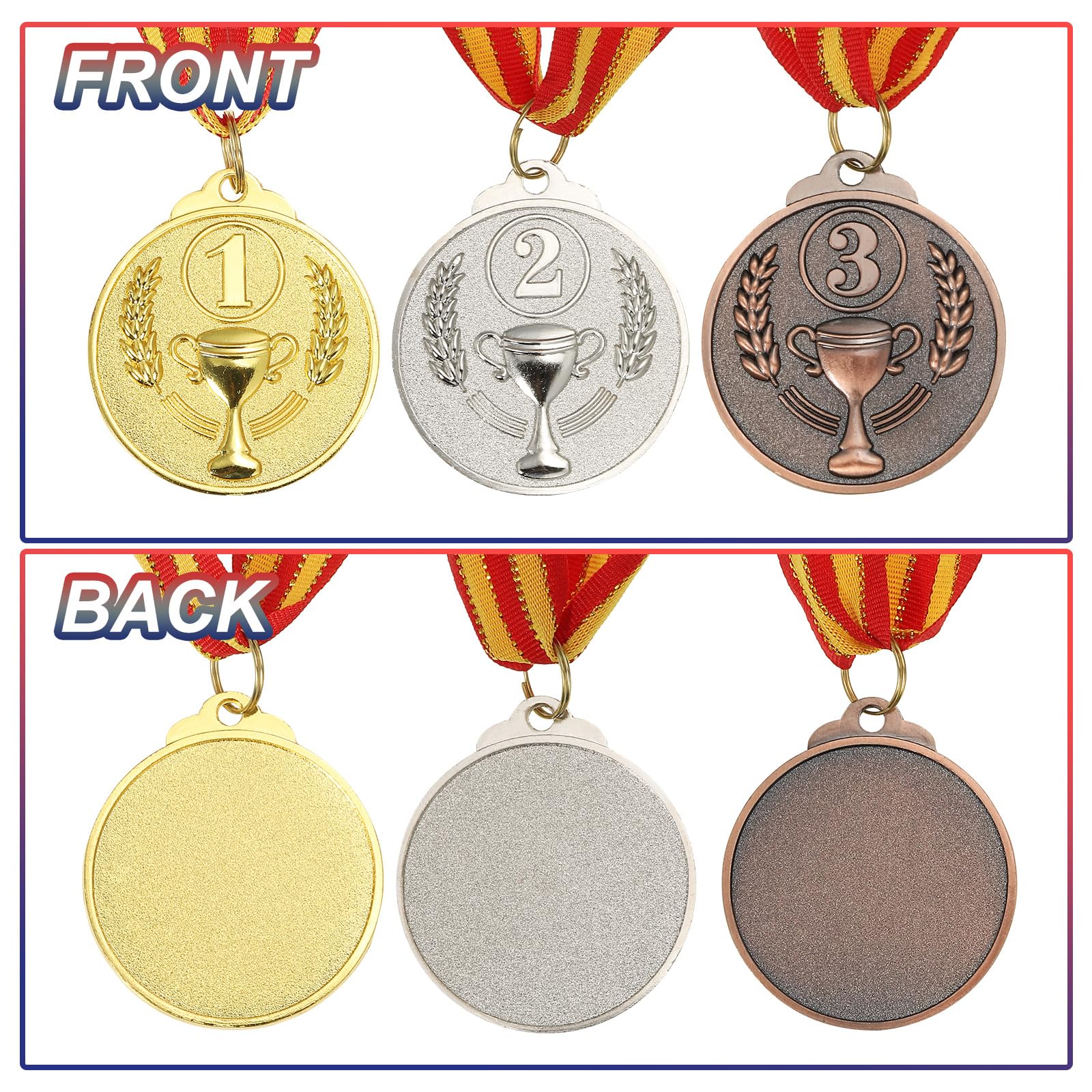 30 Medaglie Premio In Lega Di Alluminio Oro/argento/bronzo, 1° 2° 3° Con Nastri Tricolore, Per Competizioni E Giochi Sportivi