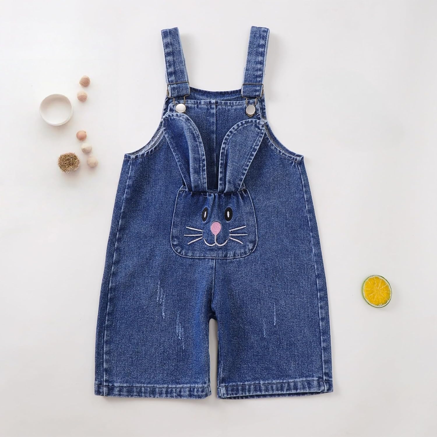 Toddler Girls Short Overalls Summer Baggy Cute Bunny Ear Jumpsuit Casual Straight Adjustable Strap Shorts Romper Kids
