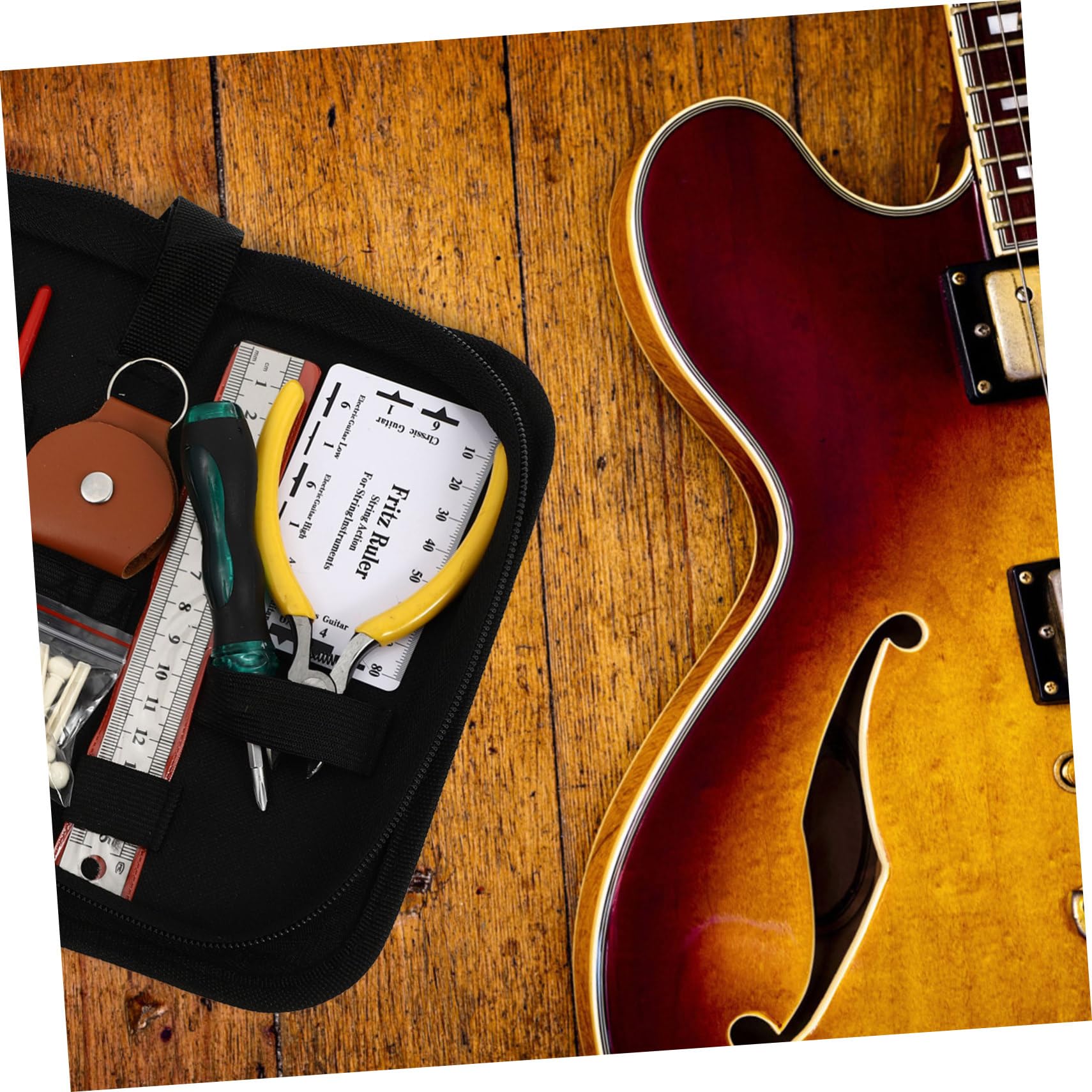 COHEALI 2 pcs Portable Guitar Repair Kit Durable Instrument Accessory Bag for Cleaning Maintenance and Organization for Professionals and Beginners Capacity Black