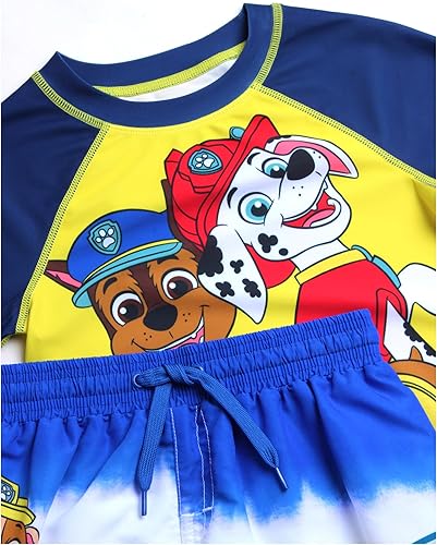 Miniatura 5 de Nickelodeon Paw Patrol Conjunto de Camiseta Protectora para Niños - 2 Piezas Chase Marshall TMNT UPF50 Camiseta de Natación y Shorts de Natación