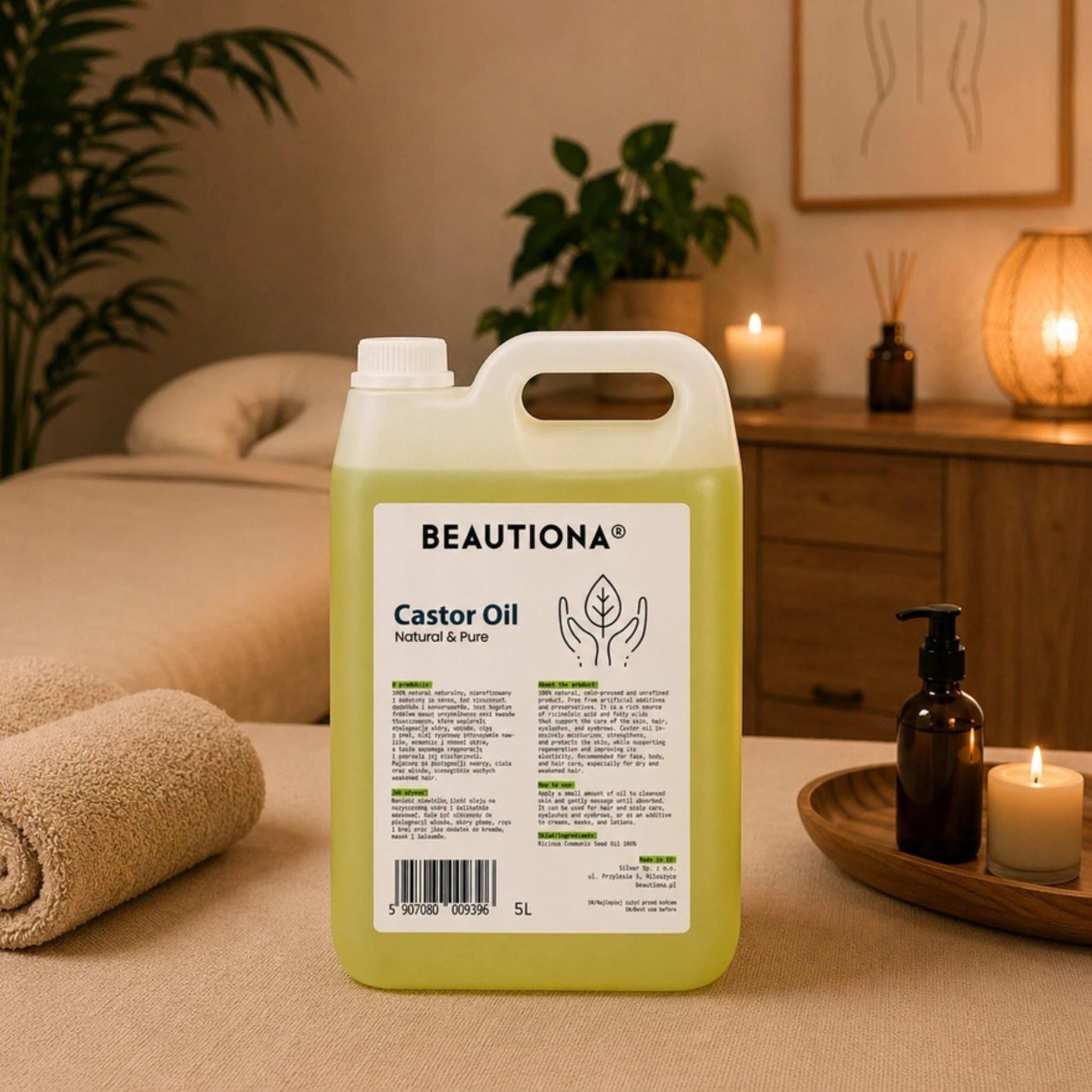 Olio di ricino da 5 l, spremuto a freddo, non raffinato, olio cosmetico