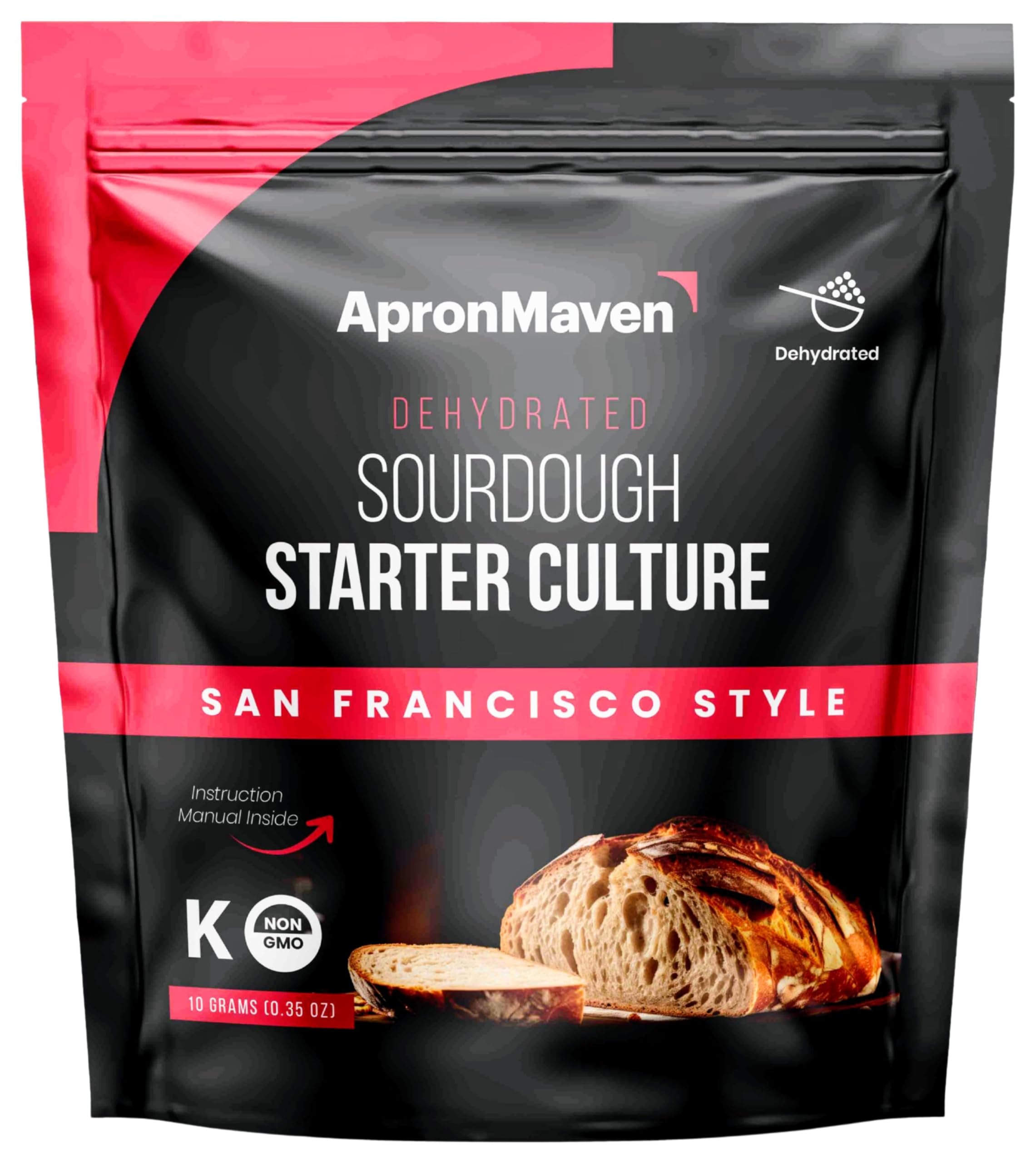 Apron Maven Premium Sourdough Starter Culture - San Francisco Style Heirloom Dehydrated With Simple Activation Instructions for Homemade Artisan Bread Baking