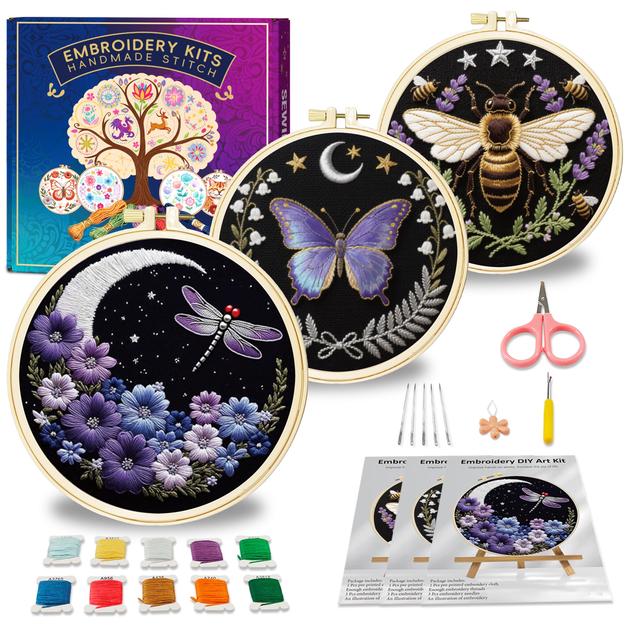 Beginner Embroidery Kit - Floral Designs & Tutorial -8 Beginner Embroidery Kit - Floral Designs & Tutorial -8