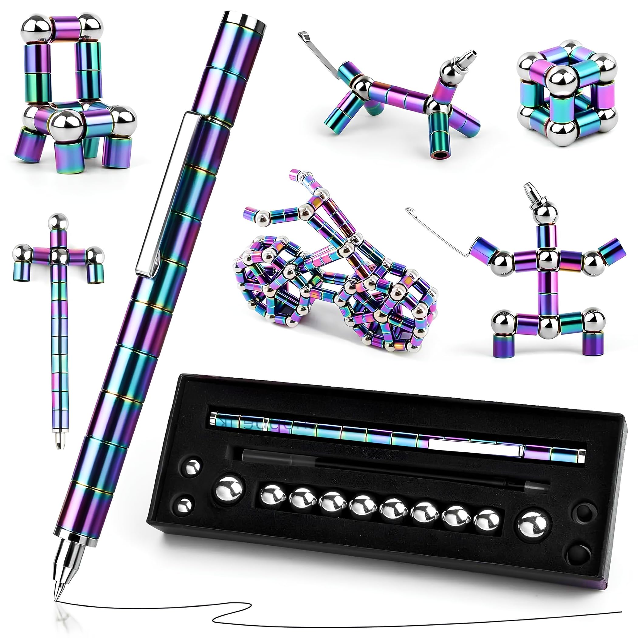 HELTEKO Fidget Pen Magnetic Cool Gadget Writing Tool,Decompression Magnet Fidget Toy for Stress Relief, Novel Gift for Kids Boys Girls Teens Friends for Birthday, Desk Play and Daily Use-image-26