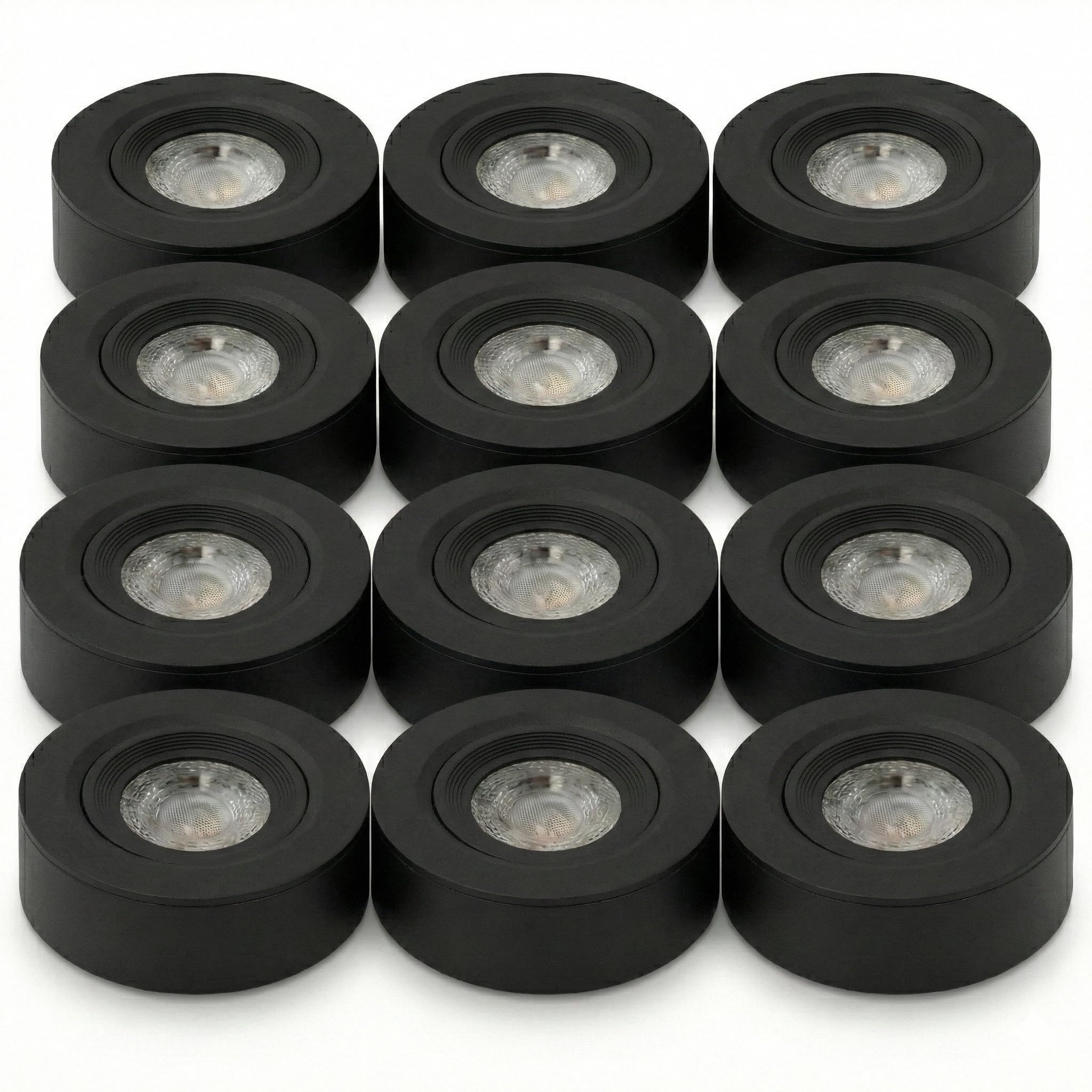 LUXULA LED Einbaustrahler Schwarz 12 Stück - Deckenspot Einbau/Aufbauspot 230V, CCT 3000K 4200K 6500K, 5 W 500 lm, schwenkbar, 38° Spots für Decken innen, LED Deckenlampe flach, Lochmaß 70-75mm