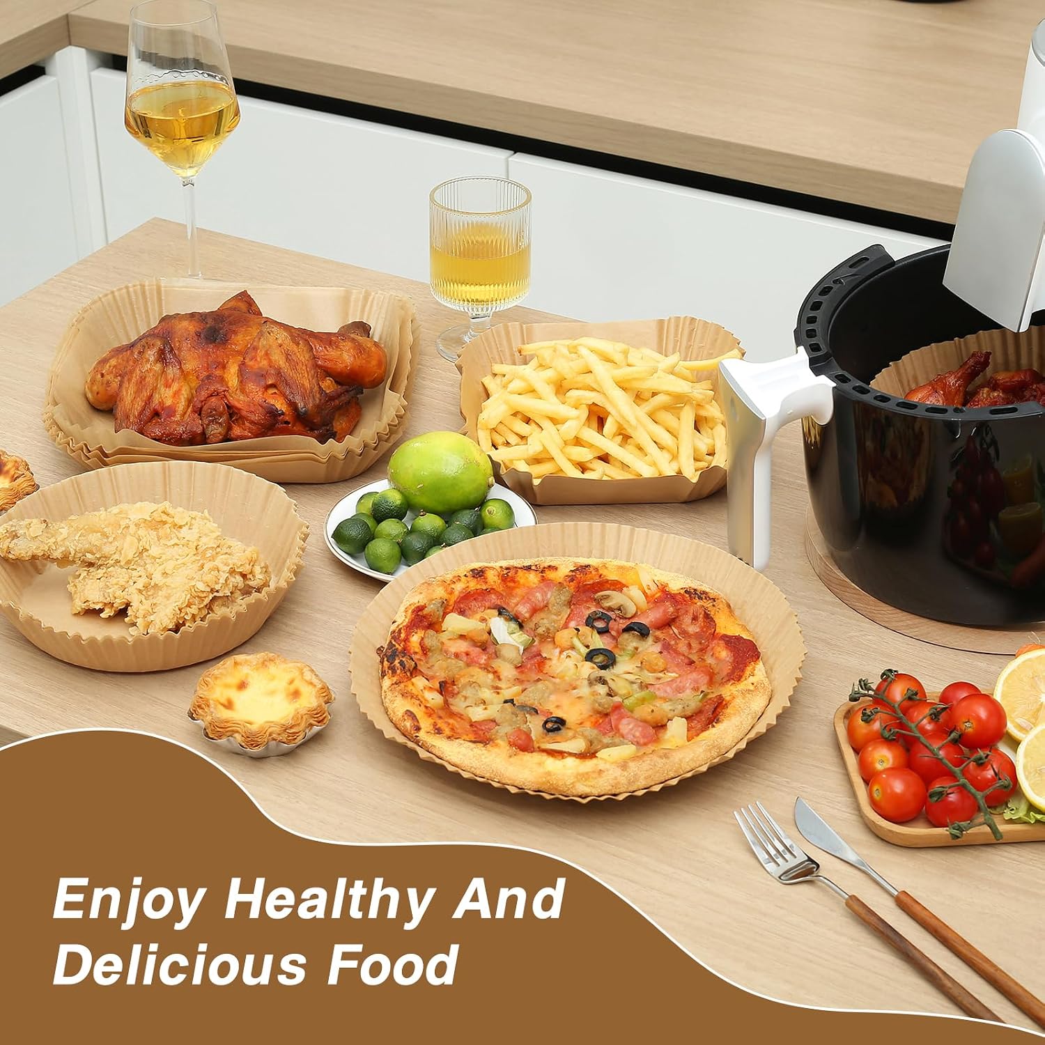 Air Fryer Liners Disposable Square 6.5" 100PCS Parchment Paper For Airfryer