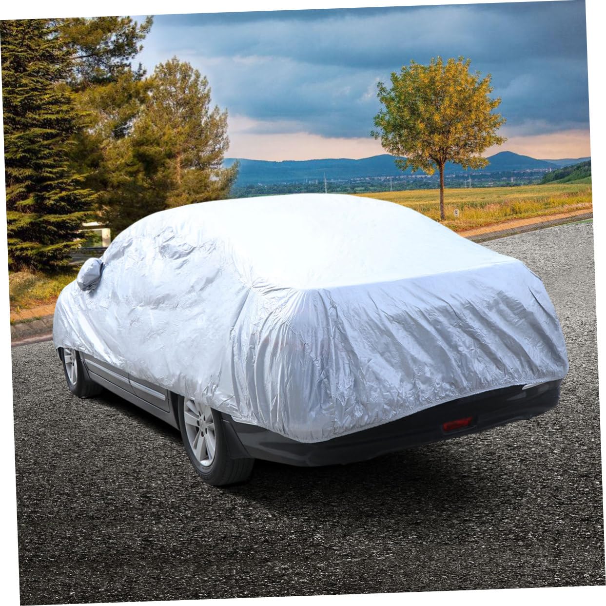 BUGUUYO XL Full Car Cover Silver Uv Outdoor and Scratch Easy to Store Breathable Car Shade for Use — view 6
