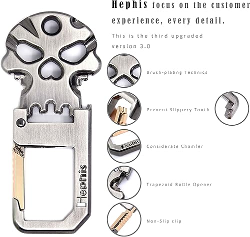 Miniatura 6 de Hephis Llavero sólido con práctico abridor de botellas, gestión de llaves resistente, llaveros de coche duraderos para hombres y mujeres (negro mate