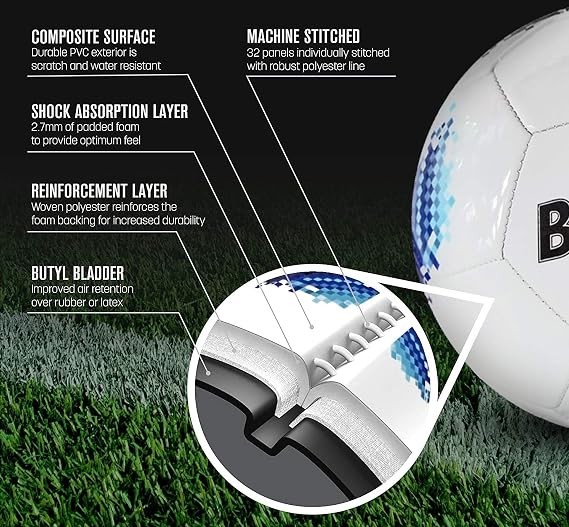Biggz Digital Soccer Ball Size 5 with Hand Pump - Pack of 12 or 50