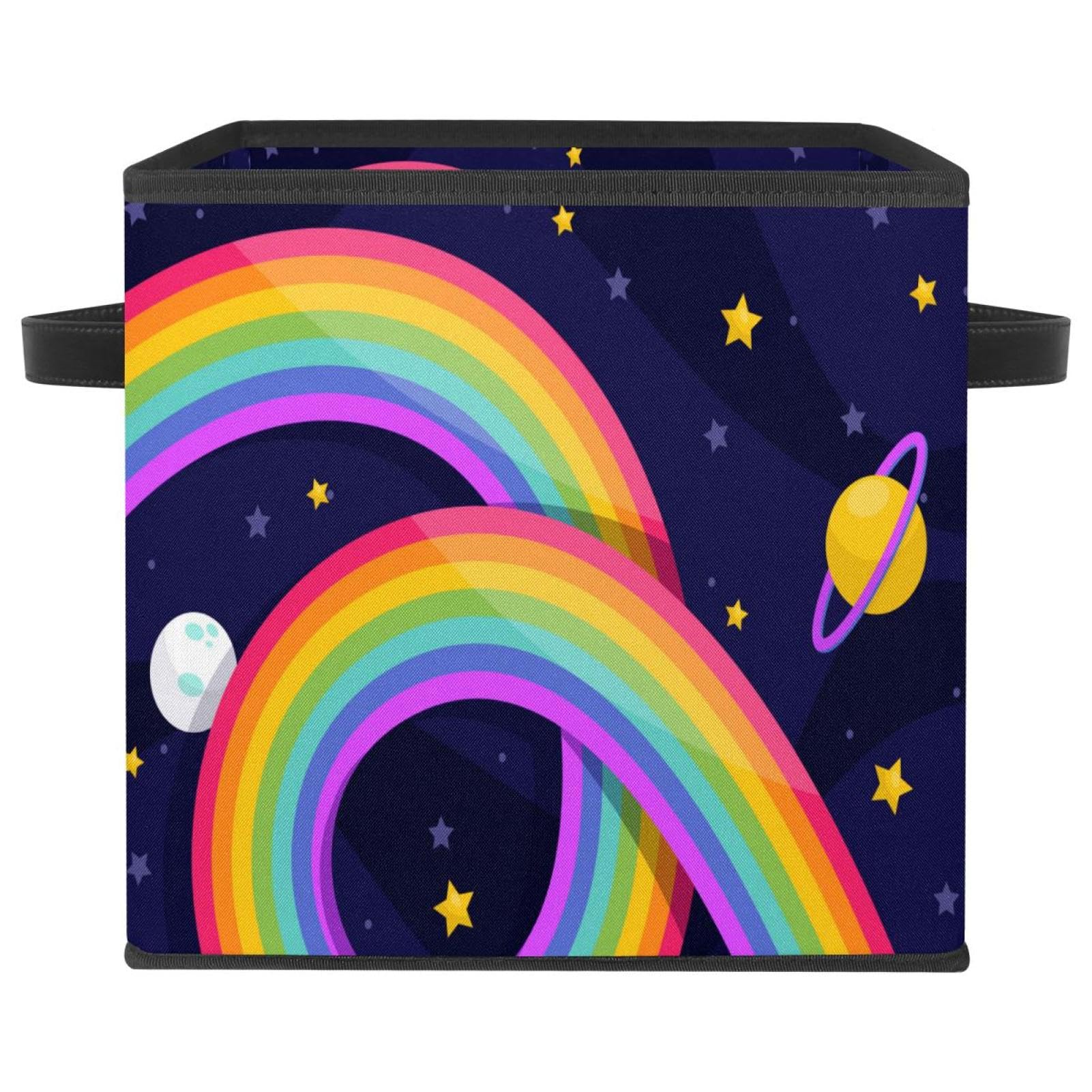 Boîte de rangement pliable en tissu cube avec poignées pour livres et linge de maison