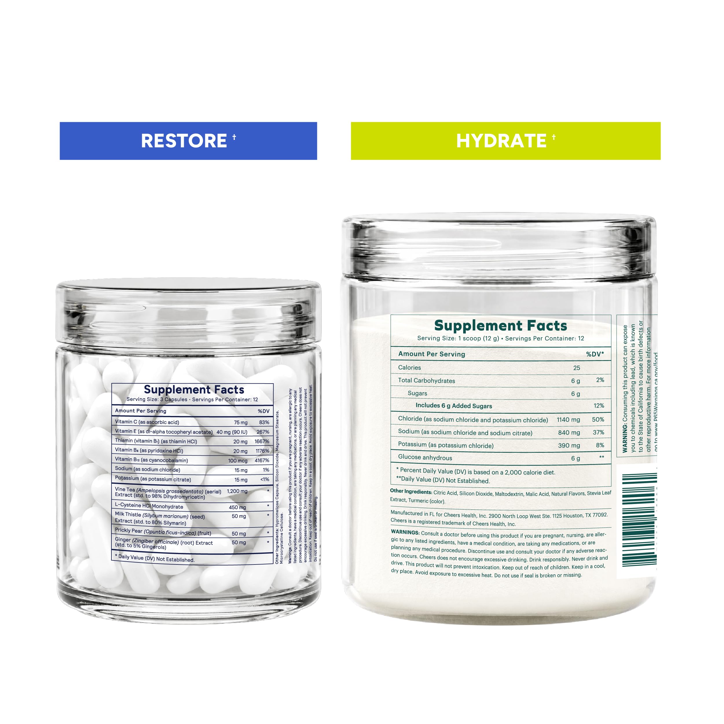 Cheers Classic Combo | Restore + Hydrate | 12 Doses Each | Supplements — Amazon image 7