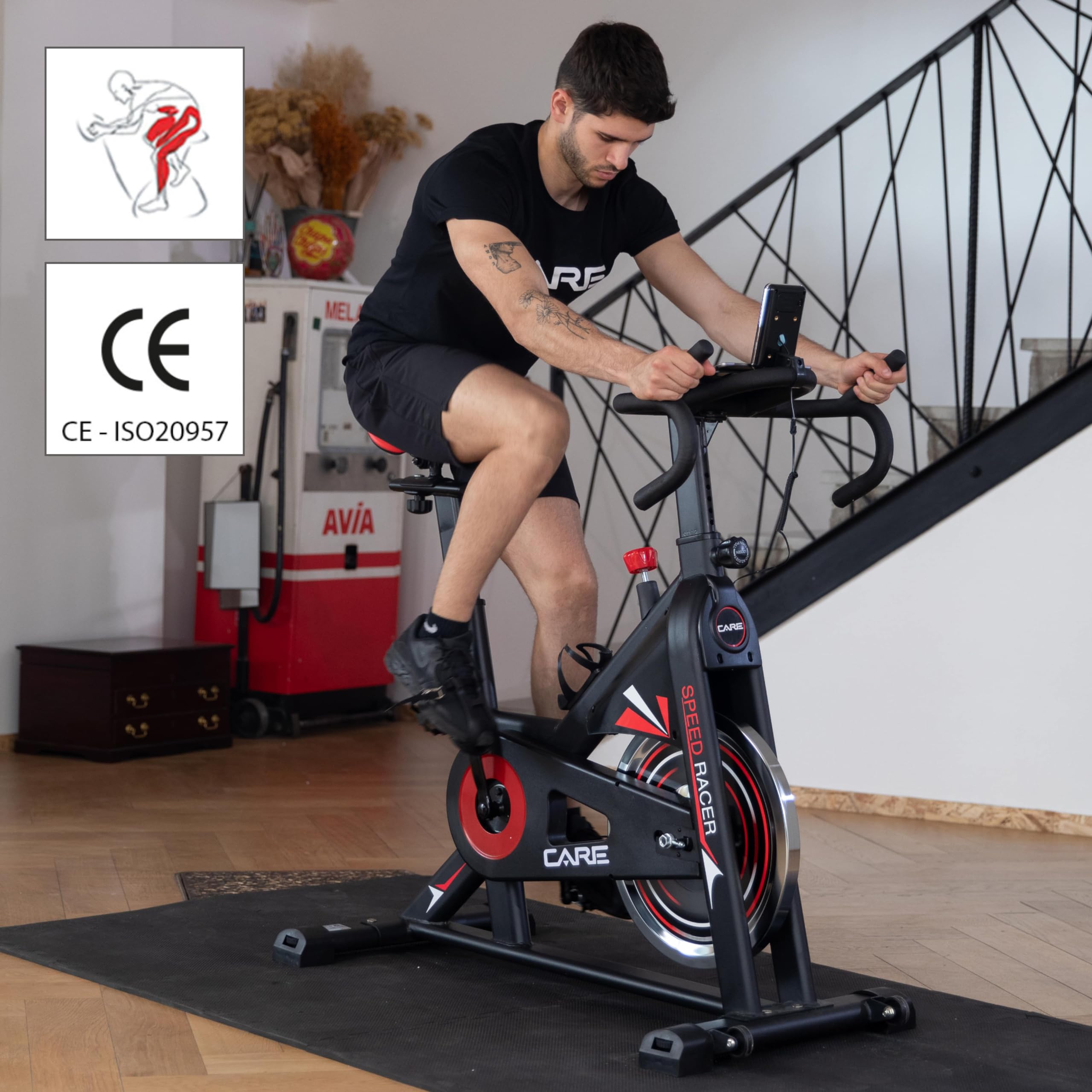 Vélo d'appartement CARE FITNESS Speed racer avec écran LCD 22kg guidon et selle réglable