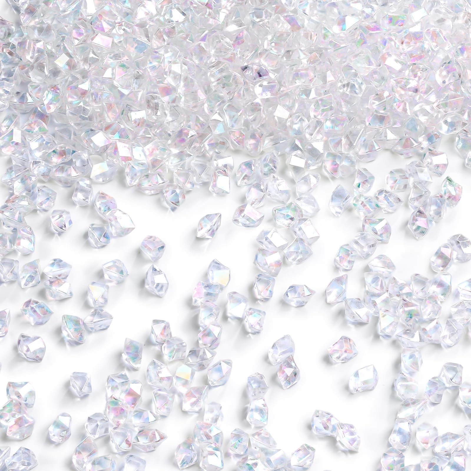 FUTUREPLUSX5000PCS Clear Fake Ice Rocks(0.28 * 0.2 Inches), Iridescent Acrylic Crushed Ice Rocks Dazzling Plastic Gems for Vase Fillers Home Table Decorations