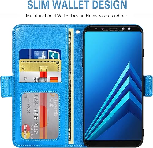 Miniatura 3 de Asuwish Funda compatible con Samsung Galaxy A8 Plus 2018 y protector de pantalla de vidrio templado, correa de muñeca, soporte para tarjeta de