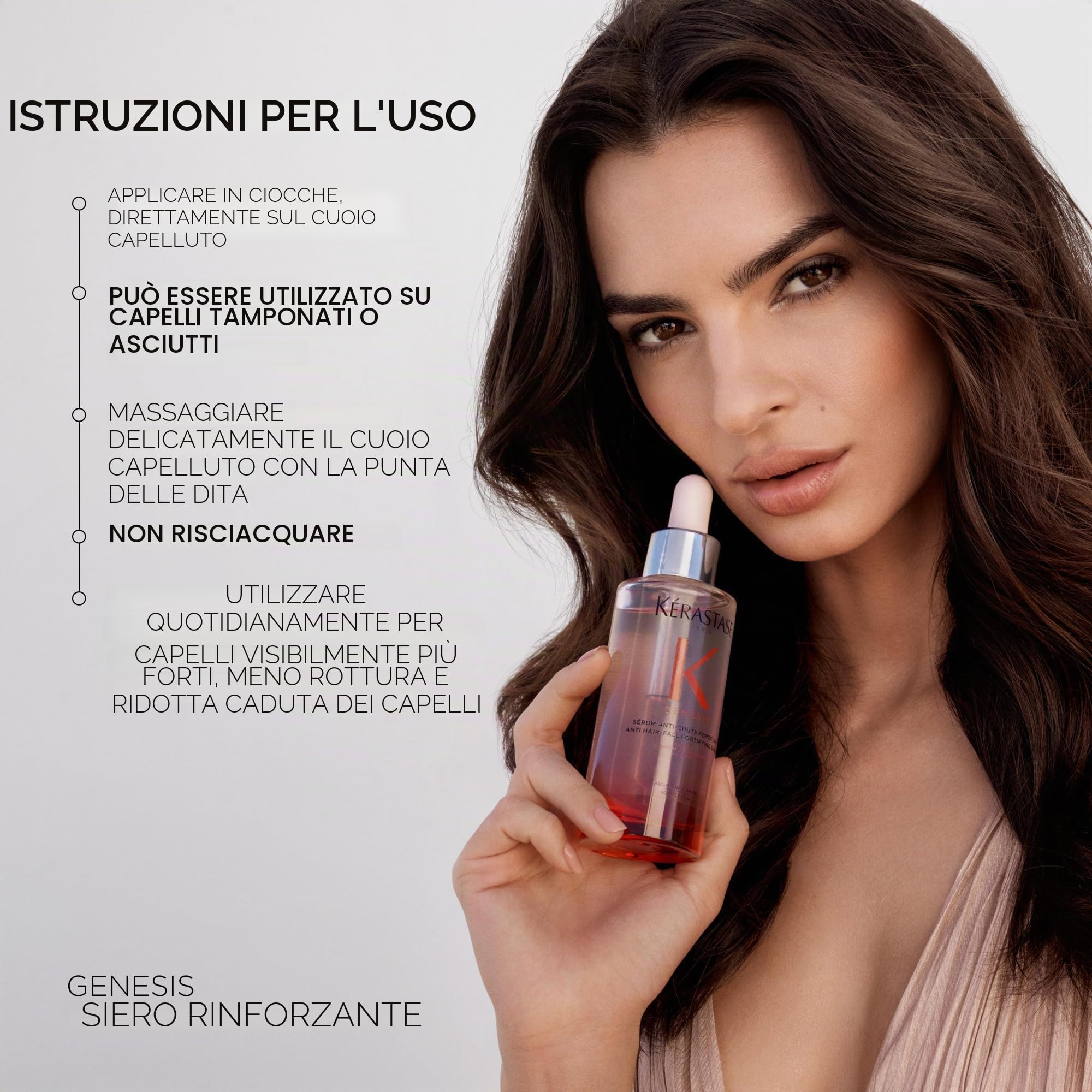 KÉRASTASE Genesis Hair Serum - Previene la caduta dei capelli dalla spazzolatura, rafforza i capelli deboli, arricchito con zenzero e caffeina, 97% in meno di rotture