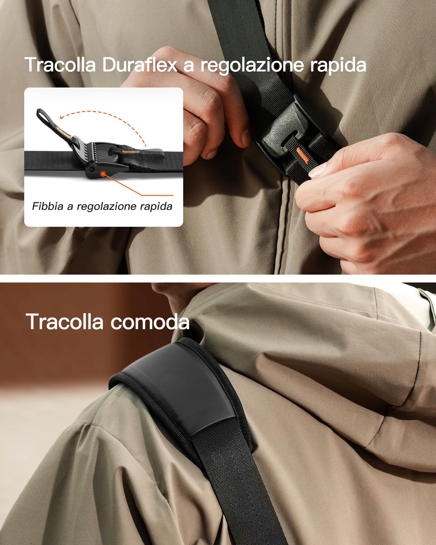 Inateck Sling Bag X-Modo, Borsa per Accessori Elettronici Resistente agli Schizzi, Zaino Monospalla Design con Apertura a 135°, Nero