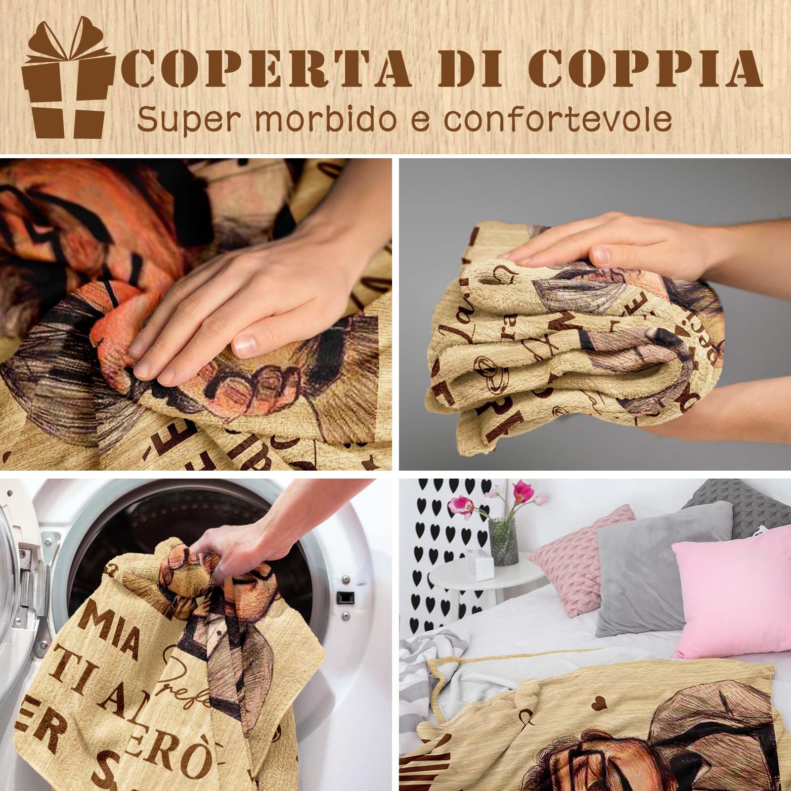Regalo Anniversario per Lui Lei, Regalo Anniversario Matrimonio, Anniversario Fidanzamento, Regalo Promessa di Matrimonio Sposi Originale, Regalo Fidanzato Fidanzata, Coppia Ti Amo Coperta 150x130CM