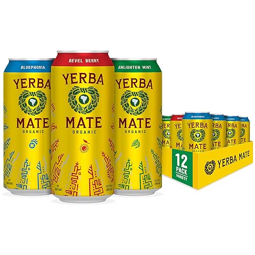 Yerba Madre Organic Yerba Mate, Energy Drink Alternative, Variety Pack, 150mg Natural Plant Based Caffeine, Better for You Energy & Focus, No Jitters or Crash, 15.5 Oz (Pack of 12) (Packaging May Vary) - Variety Pack - 15.5 Fl Oz (Pack of 12)