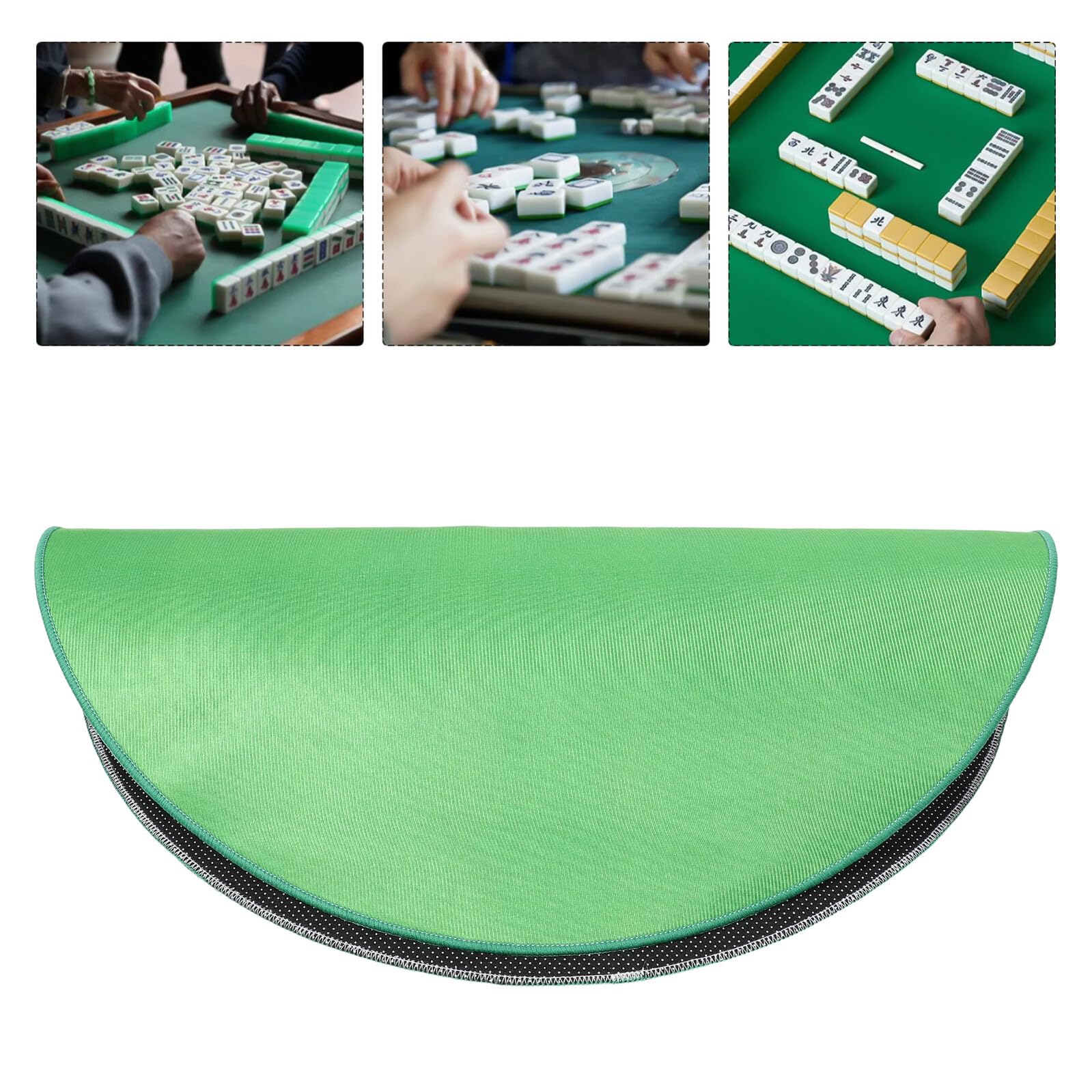 NOLITOY Tapete Redondo para Mesa de Mahjong de 78cm en Flannel Cristal Verde, Protector Fácil de Limpiar Adecuado para Jugar Cartas y Eventos Sociales