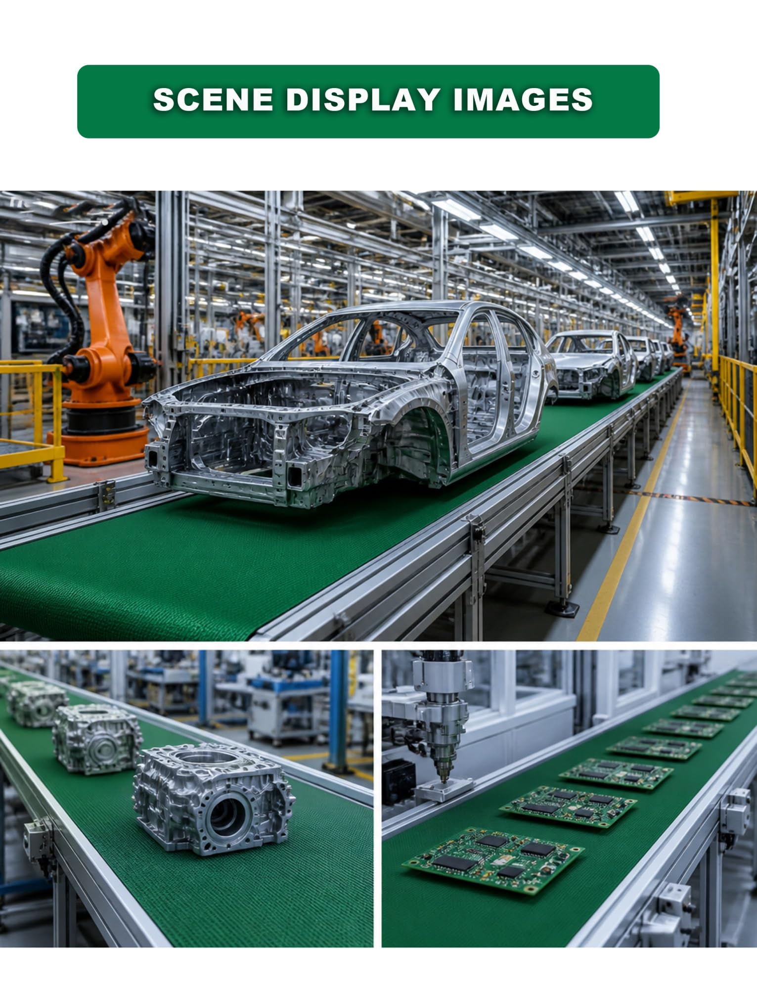 Nastro trasportatore in PVC Verde Resistente - Nastro di Alimentazione Industriale Antiscivolo Spesso 4 mm, Adatto per Lo smistamento logistico aeroportuale - Resina Resistente all'abrasione