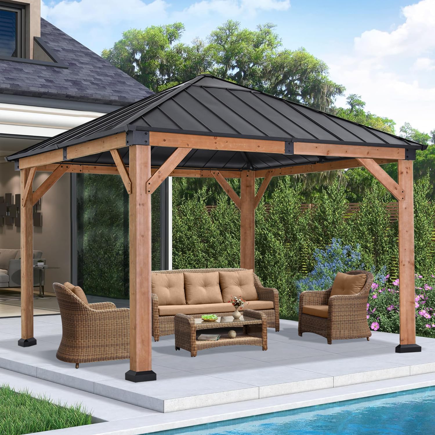 Amazon.com : ABCCANOPY Wood Gazebo 11x11 - Outdoor Patio Wooden