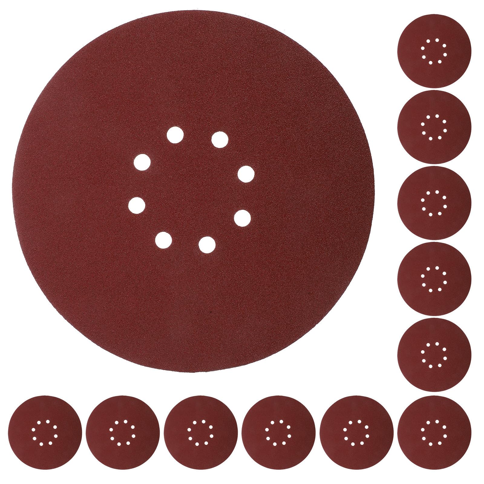 50 Piezas Disco de Lija Rojo y 8 Agujeros de 9 Pulgadas