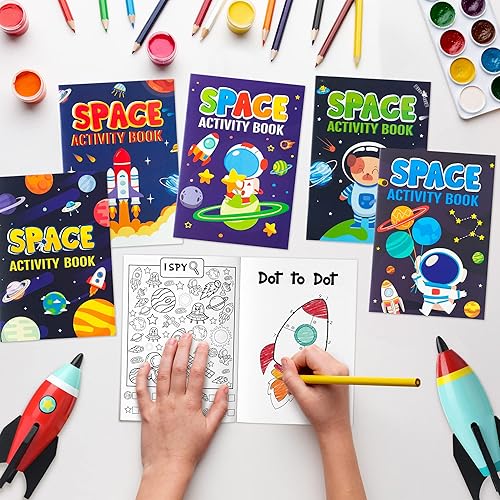 Miniatura 4 de 24 libros de actividades espaciales para niños con temática espacial, mini juegos de libros para colorear, laberintos a granel, búsqueda de