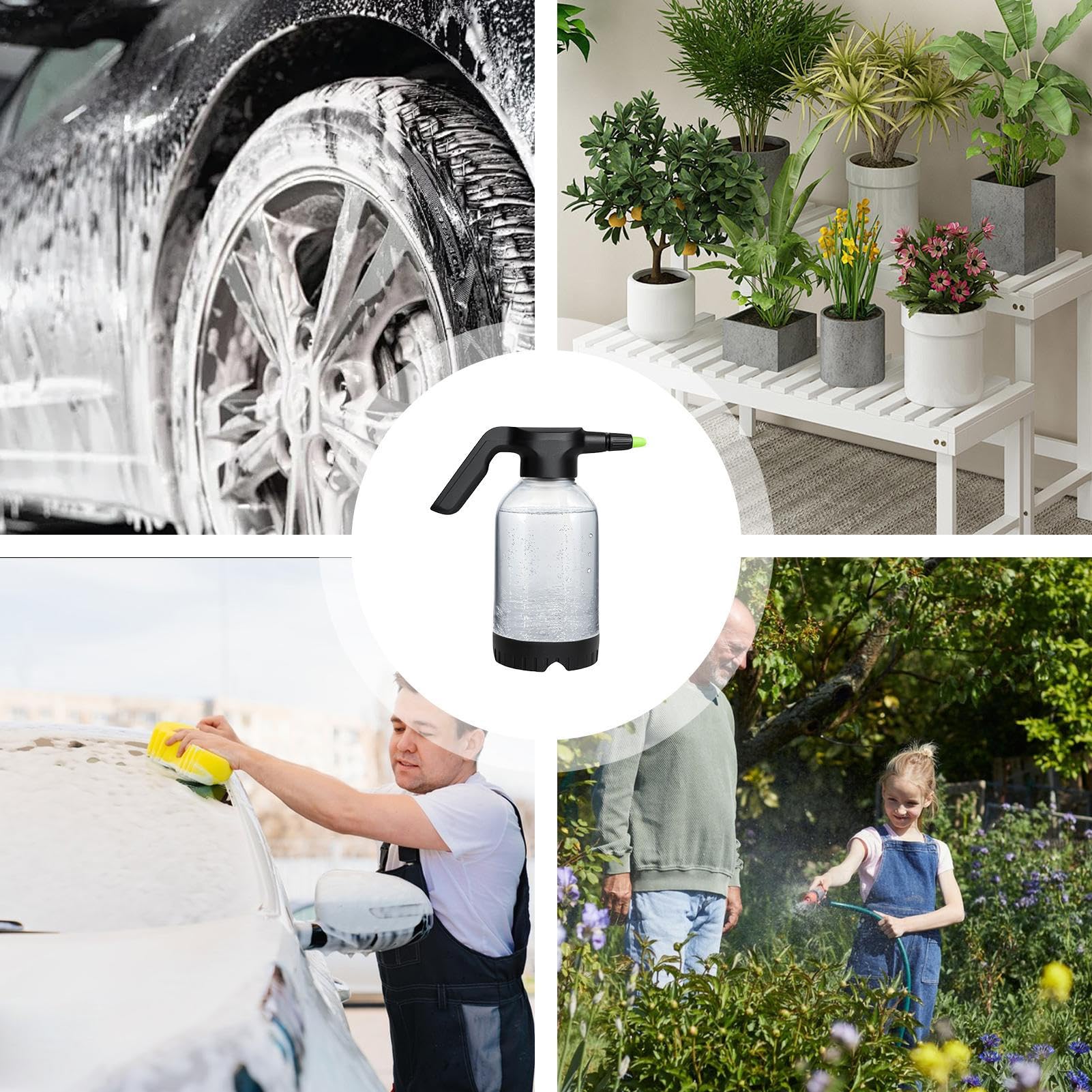 Elektrische Schuimsproeier Voor Auto – 2L, Draadloos, Oplaadbaar, 1300mAh, Ideaal Voor Autowassen, Planten En Tuin 4 miniatura