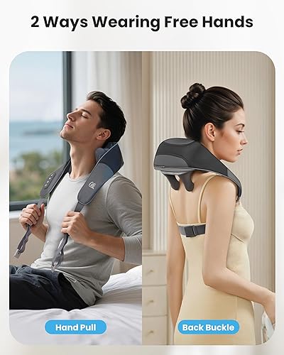 Miniatura 7 de CILI Masajeador de cuello inalámbrico con calor, tejido profundo Shiatsu 4D para hombros y espalda, almohada masajeadora de cuello y espalda, cabeza