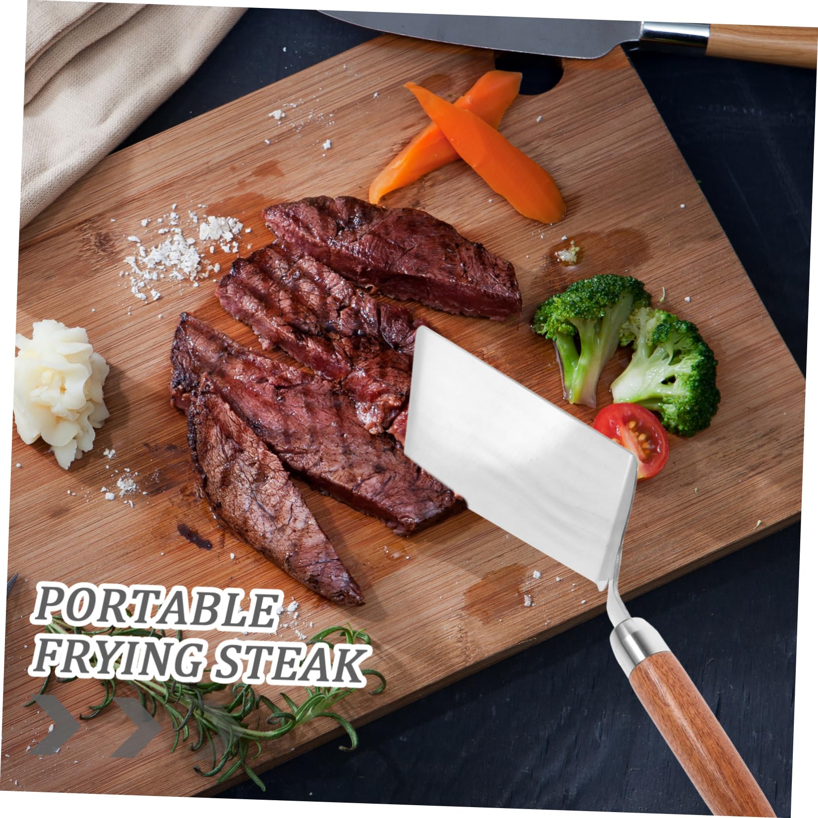 Amosfun 4 Stück Kochspatel Kelle Pizza schälen Werkzeug Schaufel zum Braten von Lebensmitteln -Pizzaschieber Steak Metall Pfannenwender Pizza Kruste 430er Edelstahl