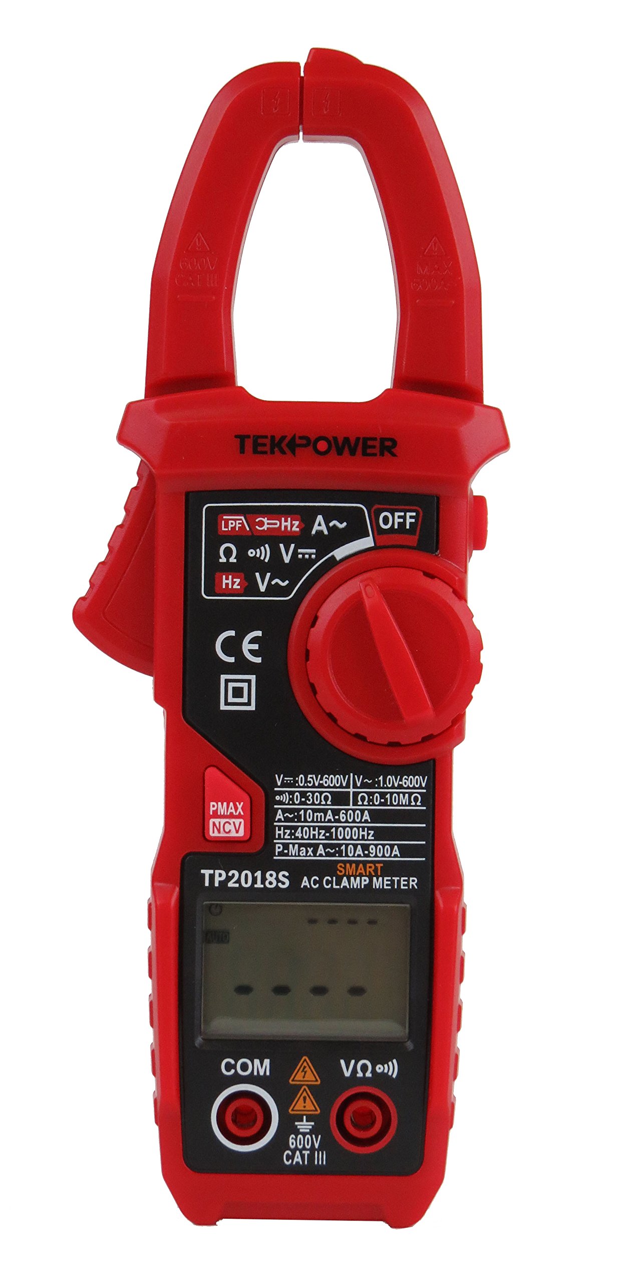 TekPower TP2018S AC/DC Voltage AC Current Non Contact Voltage Detection NVC Resistance Clamp Meter Multimeter (TP2018S)