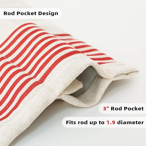 Miniatura 2 de DriftAway Chris - Cortina de lino con patrón de rayas verticales, aislamiento térmico, oscurecimiento de lino, cenefa para ventana, bolsillo para