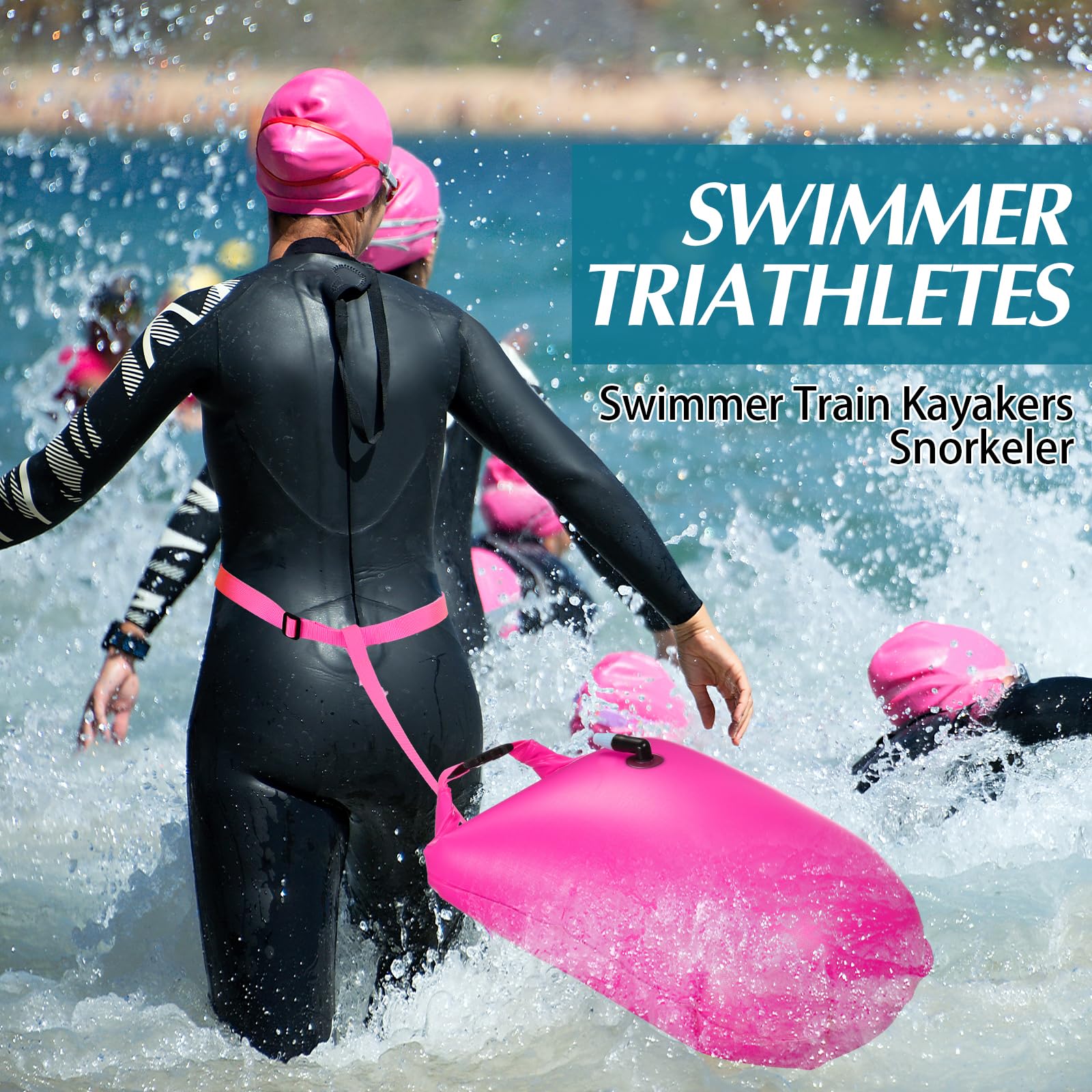 Seenelling 2 Stück Schwimmboje Schwimmboje Sicherheitsschwimmer, gut sichtbare Boje mit verstellbarem Hüftgurt, wasserdichte Tasche für Schwimmen, Triathleten, Training, Kajaker, Schnorchler