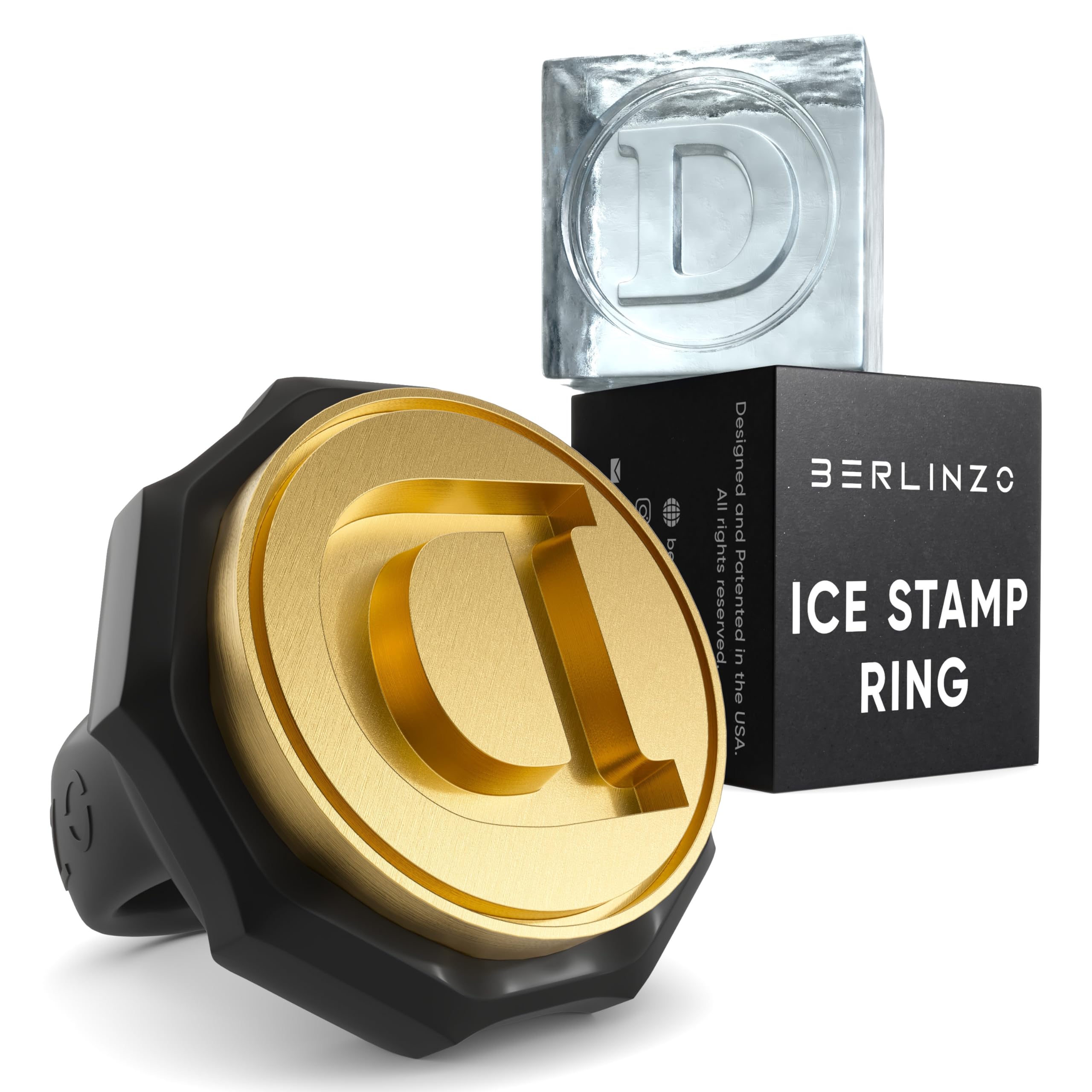Berlinzo Eisstempelring – Messing-Stempel Für Individuelle Eiswürfel (Kugel/Würfel), 3 Mm Tiefe, Schwarz