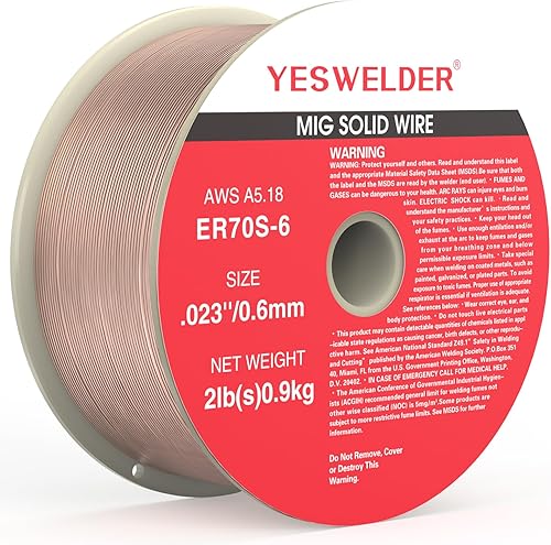 YESWELDER Alambre de soldadura ER70S-6 Alambre sólido MIG de acero al carbono carrete de 0.023 pulgadas 2LB