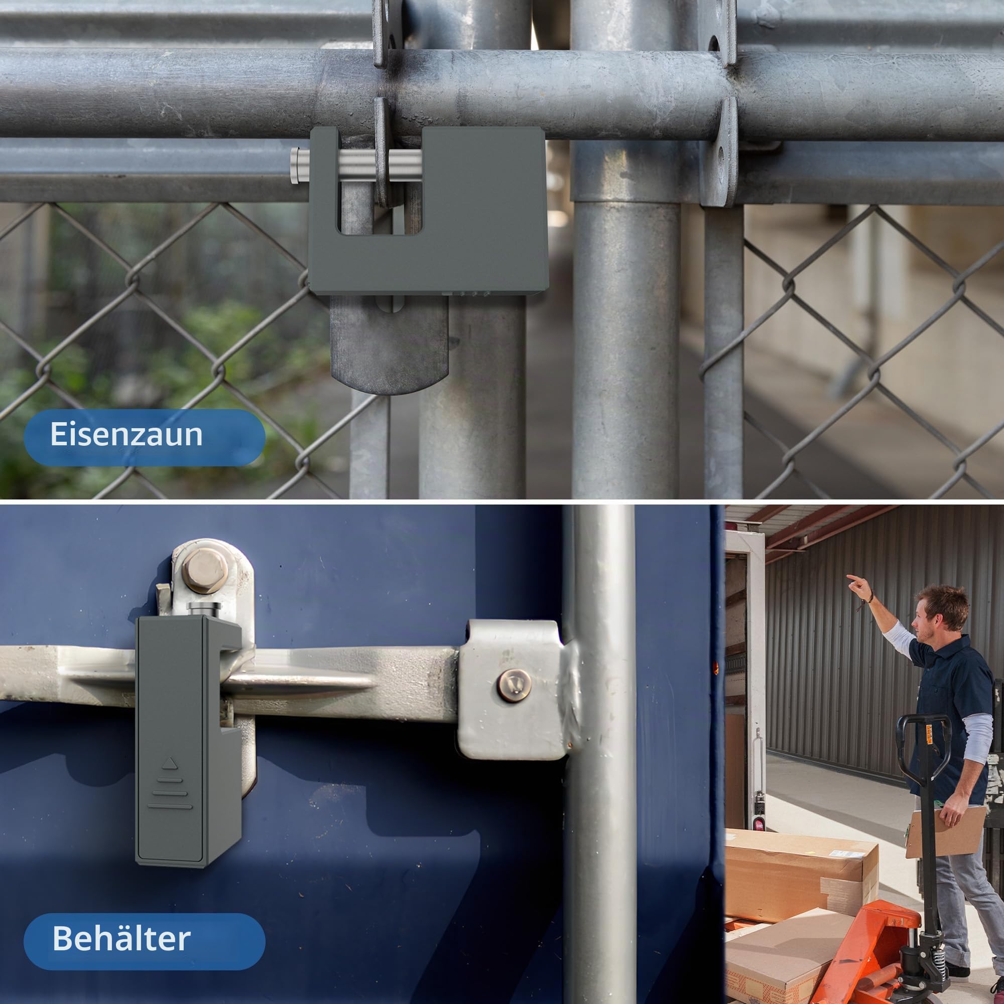 Gepanzertes Sicherheitsschloss für Container, Entriegelung mit Fingerabdruck, App und Schlüssel, robuste Diebstahlsicherung für Garagen, Carports und Keller